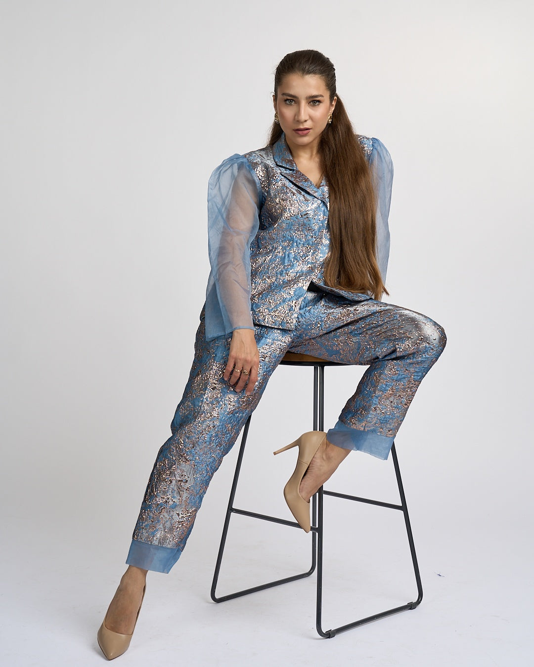 Azure Jacquard Suit
