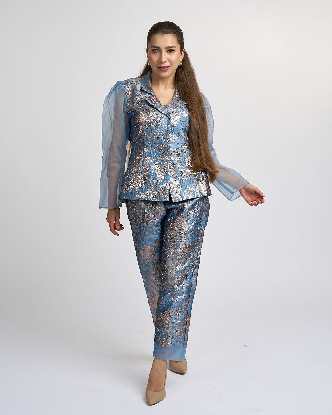 Azure Jacquard Suit