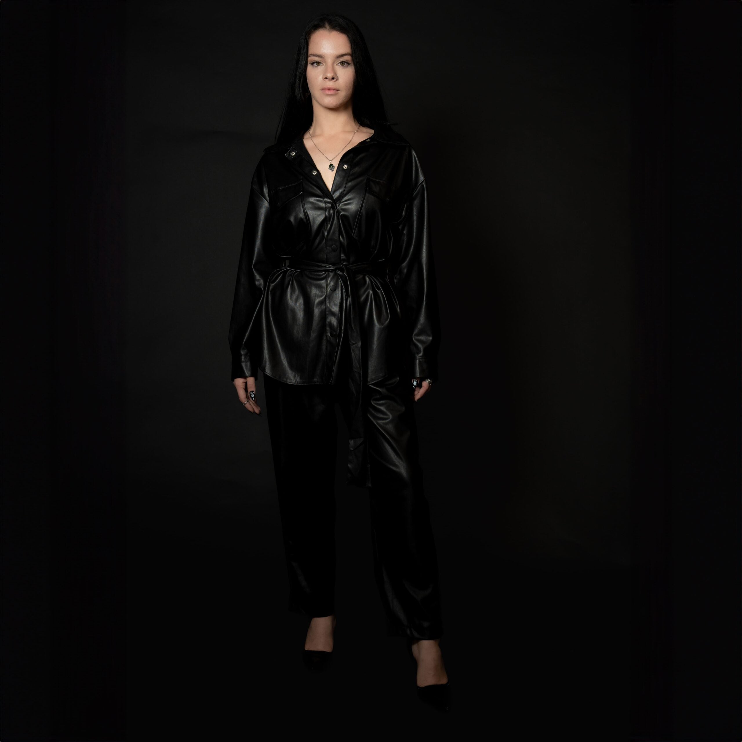 Black Suede Leather Set
