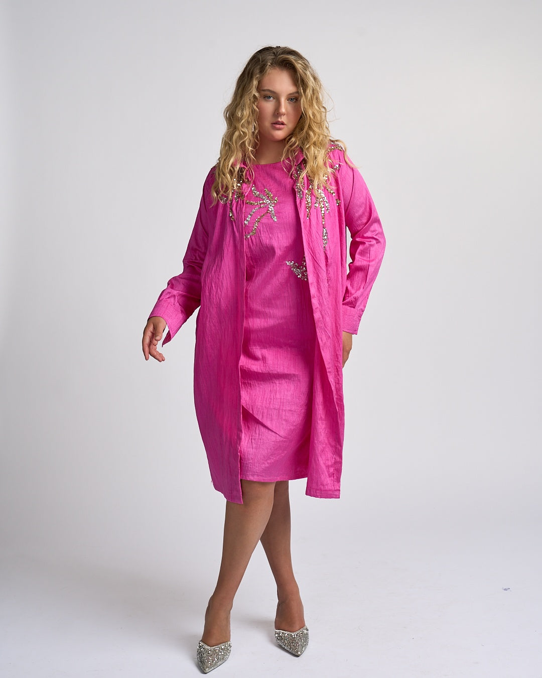 Blush Sequin Dress with Jacket