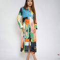 Color Splash Slit Dress - Multi, L