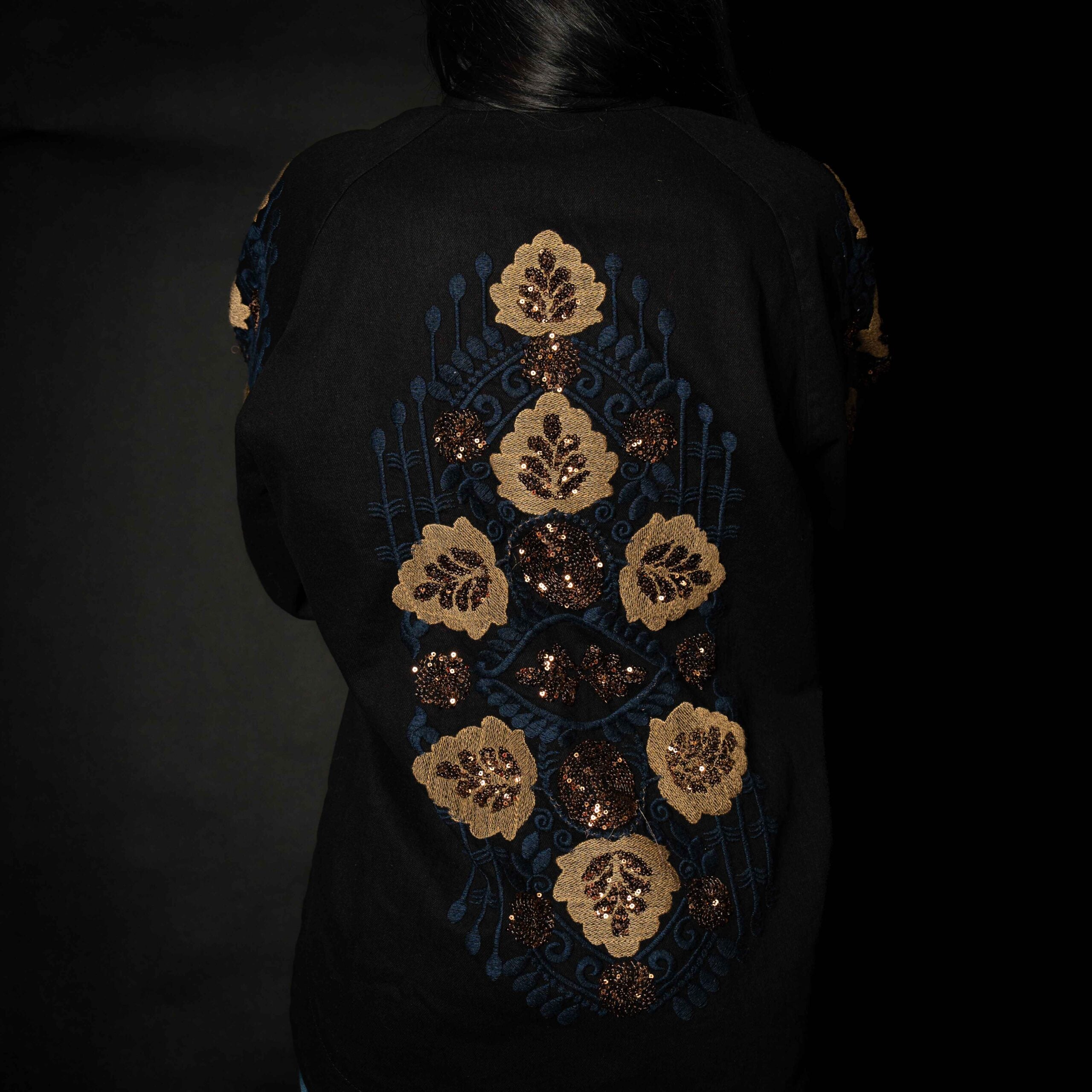 Denim Kimono Embroidered Jacket