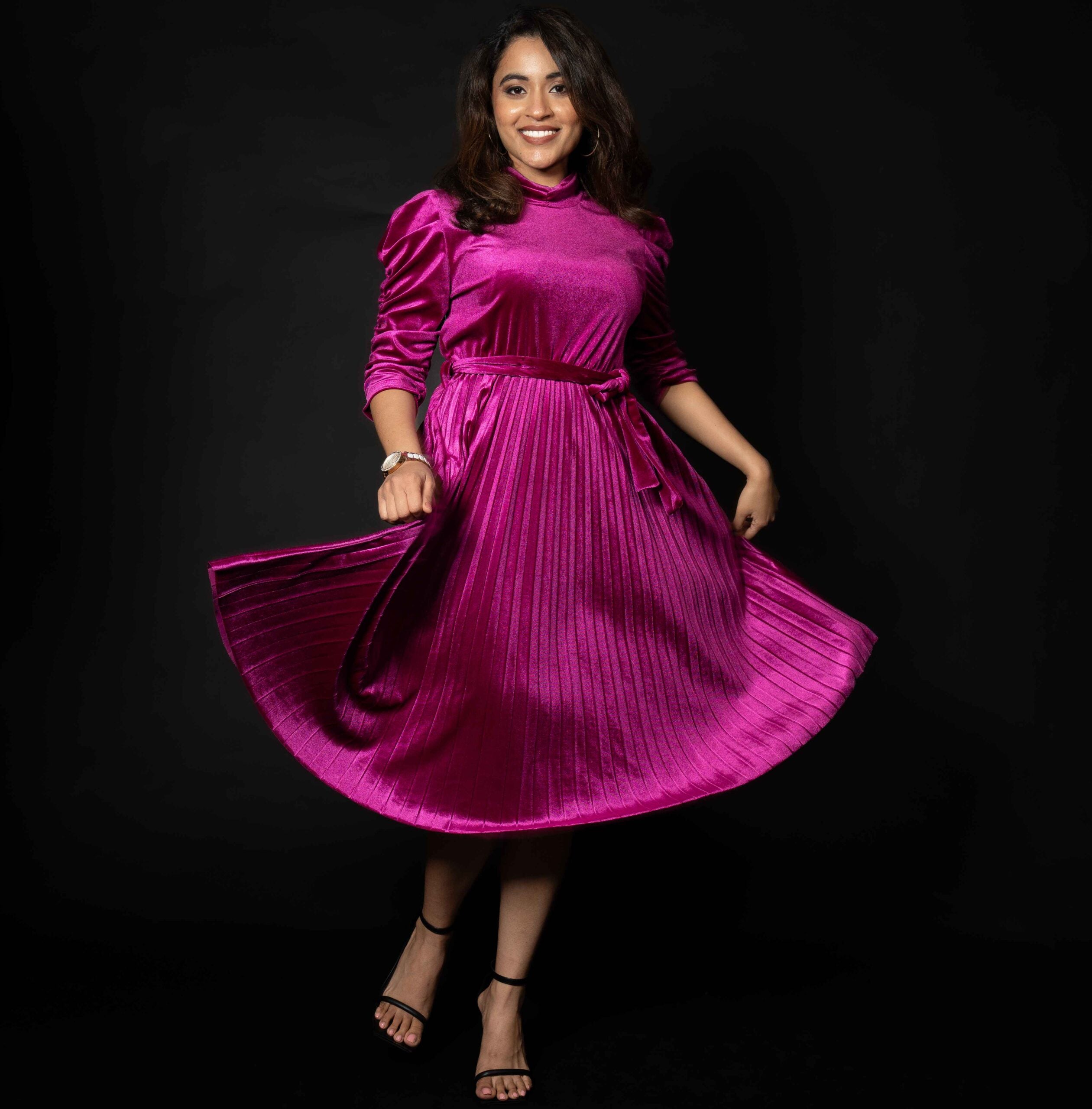Fuchsia Velvet Noir Dress
