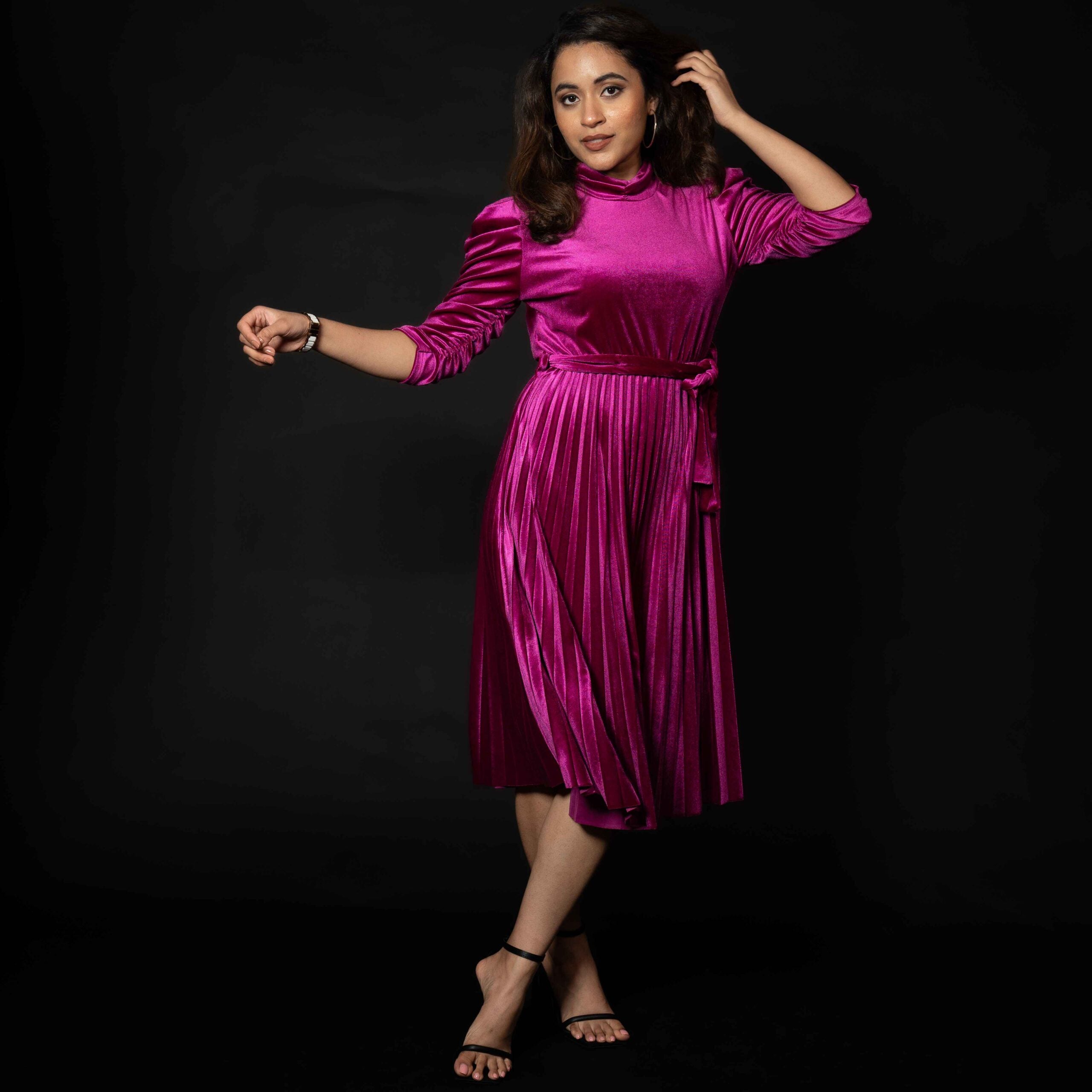 Fuchsia Velvet Noir Dress