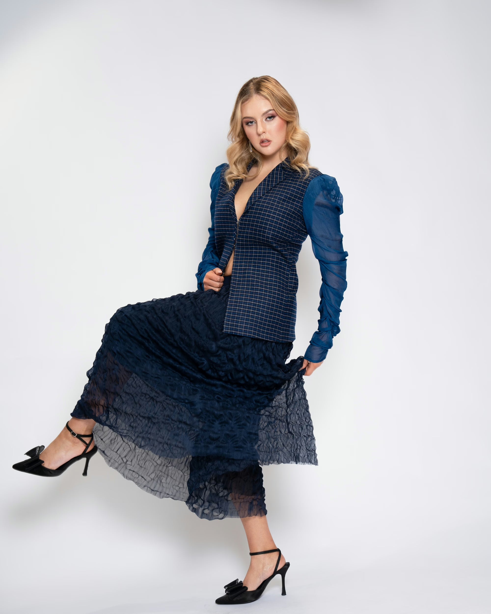 Indigo Crinkle Maxi Skirt - Indigo, One Size (Fits S to XL)