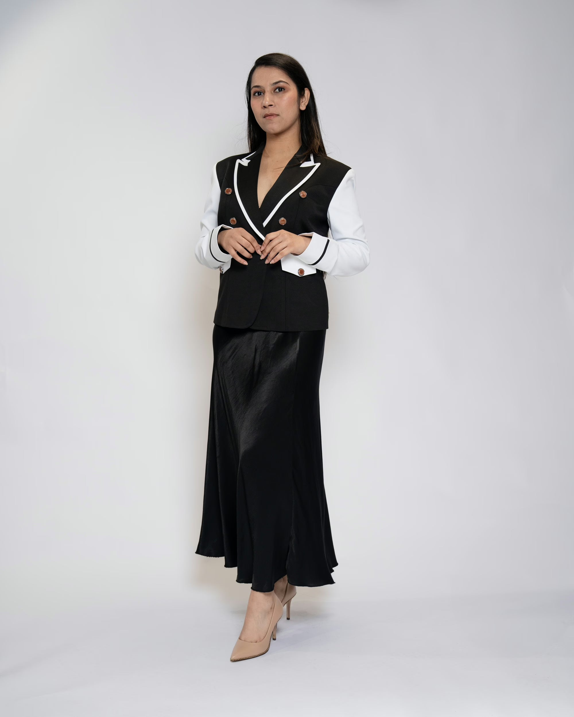 Silk Noir Bias Skirt - Black, One Size (Fits S to XL)