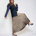 Metallic Dusk Pleated Skirt