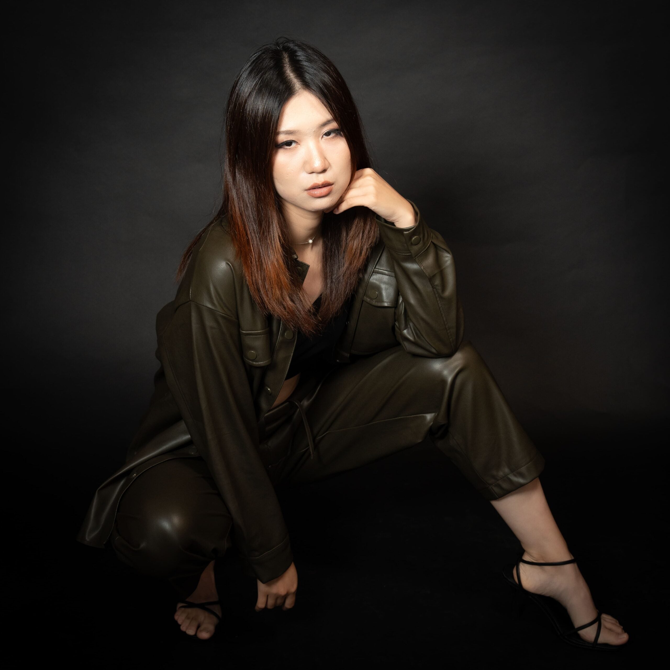 Olive Suede Leather Set