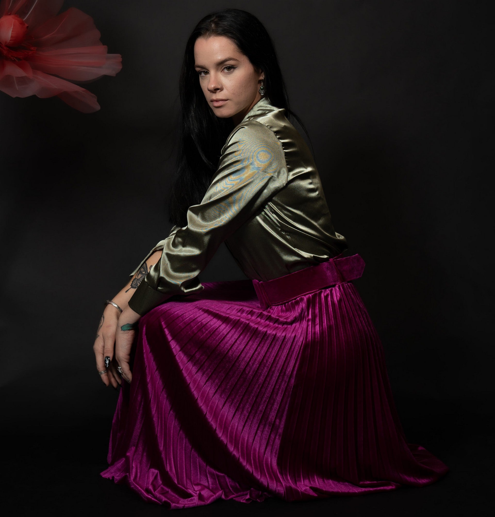 Oura Velvet Skirt - Fuchsia