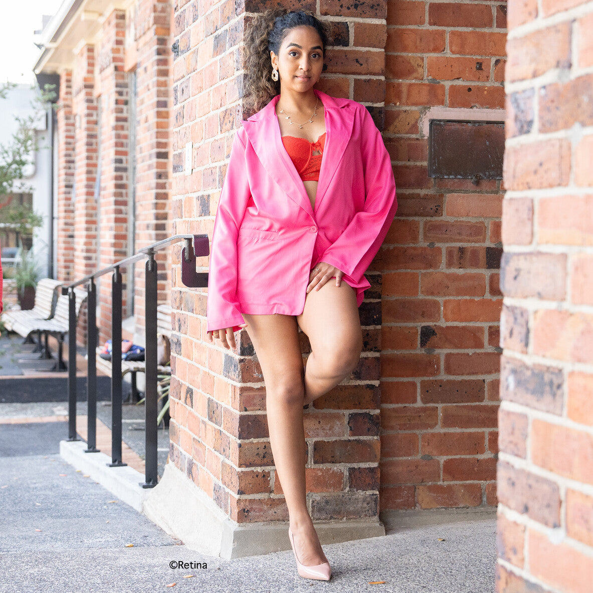 Pink Oversized Blazer & Shorts